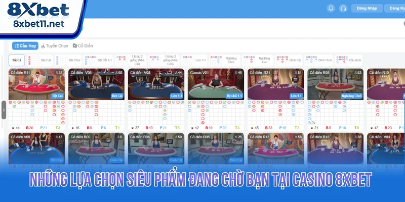 Những lựa chọn siêu phẩm đang chờ bạn tại Casino 8XBET