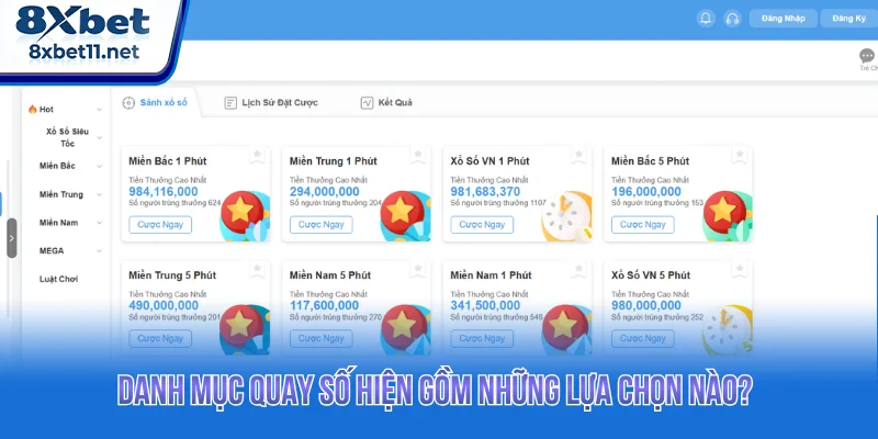 Danh mục quay số hiện gồm những lựa chọn nào?