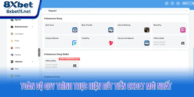 Nạp tiền 8XBET cung cấp nhiều kênh giao dịch để bạn lựa chọn