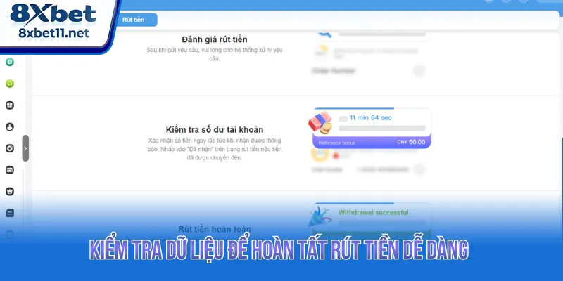 Xác nhận rút tiền 8XBET diễn ra tối ưu trong vài phút