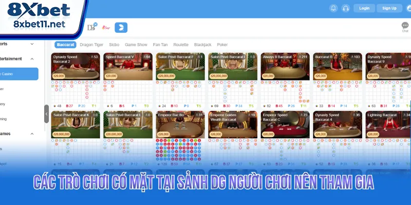Đa dạng các game giải trí hấp dẫn hiện nay tại sảnh DG