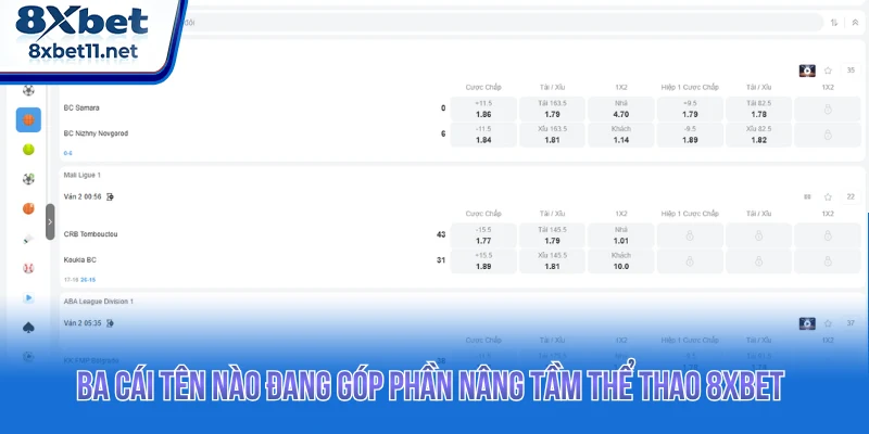Ba cái tên nào đang góp phần nâng tầm thể thao 8XBET